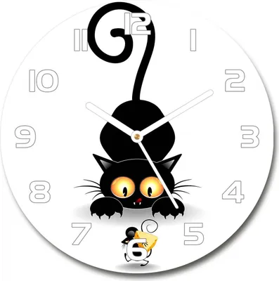 Produktbild von Wanduhr aus Glas 30fi Glasbild Glasuhr Gehärtetes Glas - weisse-zeiger - Cat and mouse