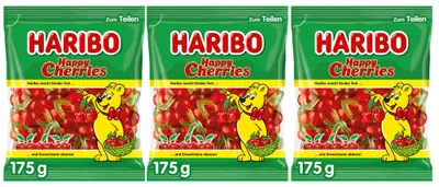 Produktbild von Happy Cherries Gummibärchen 175 g – Haribo – 3er-Pack