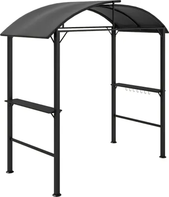 Zdjęcie produktu dla Pawilon ogrodowy Outsunny BBQ 233 x 110 x 235 cm Wiatroodporny pawilon ogrodowy z podwójnym dachem, półkami, altanami ogrodowymi z ochroną UV, pawilon BBQ ze stali, namiot ogrodowy na imprezę BBQ, ciemnoszary
