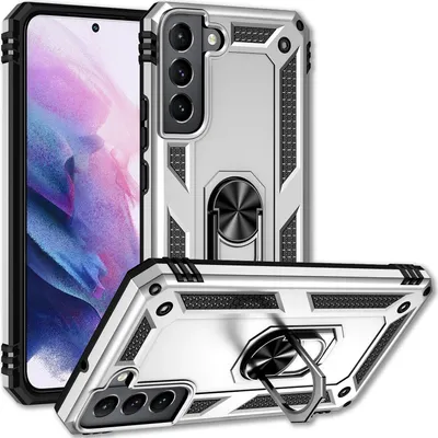 Immagine prodotto di NALIA custodia ad anello in stile militare per Samsung Galaxy S22, estremamente protettiva e robusta, anello a 360° per funzione stand, argento