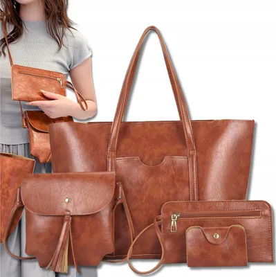 Immagine prodotto di EDIBAZZAR | Borsa a tracolla in pelle da donna, borsa shopper, spaziosa A4, set marrone