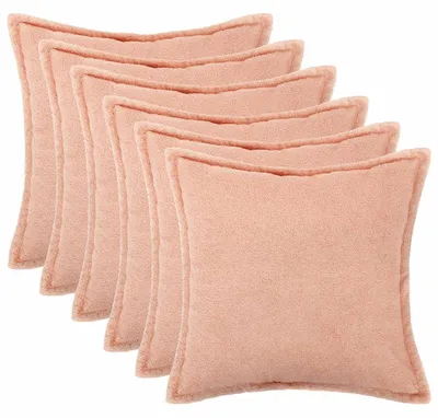 Imagen del producto de vidaXL Funda de cojín, 6 unidades, HOUTEN, rosa, 70 x 70 cm, tejido bouclé