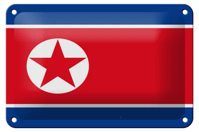 Produktbild von Blechschild Flagge Nordkoreas 18x12cm Flag of North Korea Dekoration