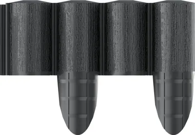 A close-up studio shot of a black garden edging product.