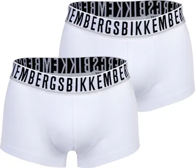 Produktbild von BIKKEMBERGS Herren Boxershorts, 2er Pack - BI-PACK TRUNKS, Stretch Baumwolle, Logobund Weiß S