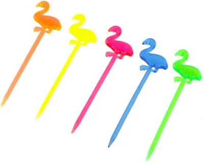 Immagine prodotto di CHPN – Spiedini per cocktail – Spiedini per feste – Spiedini a forma di fenicottero – Decorazioni per feste – 50 spiedini per cocktail a forma di fenicottero – multicolore – Estivi – Accessori per feste – Stuzzicadenti a forma di fenicottero