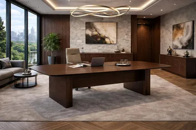 Zdjęcie produktu dla Elegancki biurko drewniane, idealne do nowoczesnego wystroju biura – stylowe meble