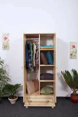 Produktbild von Kleiderschrank Holz natur 006- Abmessung 190 x 90 x 60 cm (H x B x T)