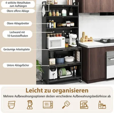 Zdjęcie produktu dla Szafka kuchenna z 6 półkami, czarna, wolnostojąca
