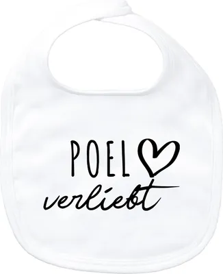 Produktbild von Huuraa Baby Lätzchen Poel verliebt White Klettverschluss  Baumwolle Latz Geschenkidee