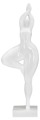 Produktbild von Skulptur Yoga-Frau Baumposition aus weißem Kunstharz