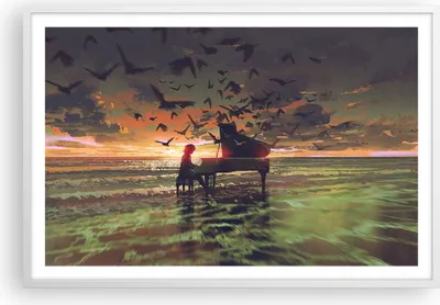 Produktbild von Gerahmtes Poster - Weißer Rahmen - Klaviermusik - 91,5x61 cm - Wand Bild - Wanddeko - Wandbilder - Kunstposter - Wandposter - Bilderrahmen - Bilder - Kunstdruck - Wandbild - P2WAA91x61-3911