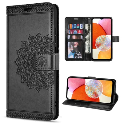 Produktbild von Klapphülle für Samsung Galaxy A14 in 6 Farben Handyhülle Wallet Case Kunstleder Schwarz