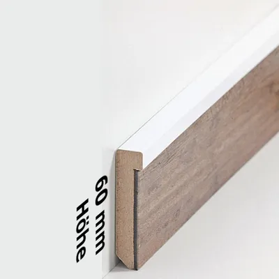 Produktbild von Design Fußleiste für Vinylboden "Frankfurt" - weiß - 60 mm Höhe (MDF foliert - 725.5131)
