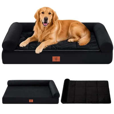 Productafbeelding van GTPLAYER Hondenbed – 130x105x21cm, met eierschalenfoam voor drukverlaging, waterdicht en wasbaar hondenbed met 2-in-1 koel-/verwarmingsmat