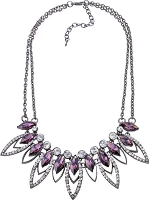 Produktbild von Steuer Modeschmuck Kette Metall 53cm schwarz Glasstein 445050157