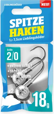 Produktbild von Lieblingsköder Spitze Haken 2/0 - 2 Jighaken, Gewicht:18g