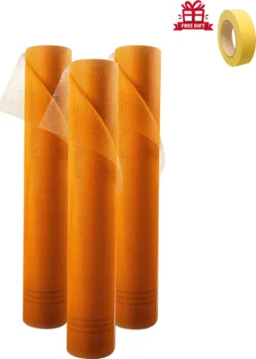 Zdjęcie produktu dla 150m² Wzmacniająca siatka tynkarska VWS/WDVS 165g/m² pomarańczowa + taśma malarska gratis