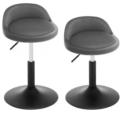 Imagen del producto de Juego de 2 taburetes de bar en gris oscuro, tapizados en terciopelo. Altura ajustable y giratorios, con diseño ergonómico para mayor comodidad