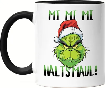 Produktbild von Mi Mi Mi Halts Maul Tasse schwarz Anti Weihnachten Ich hasse Weihnachten Mi Mi Mi