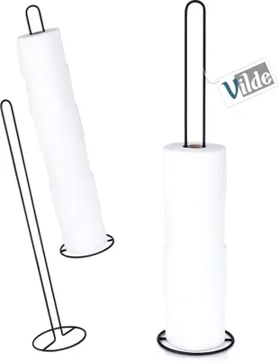 Zdjęcie produktu dla Vilde Uchwyt na rolkę papieru toaletowego Uchwyt na rolkę papieru toaletowego Metalowy uchwyt na rolkę papieru toaletowego czarny 60 cm