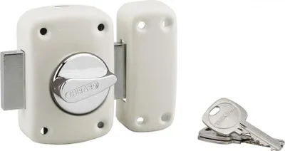 Image de Verrou à bouton Corvette pour porte d'entrée, cylindre 45mm, acier, 3 clés, époxy blanc - THIRARD