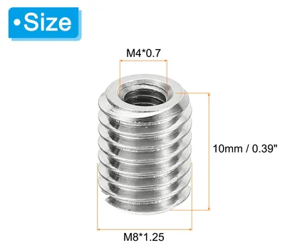 Produktbild von 10Stk Gewinde Adapter Hš¹lse Reduziere Mutter M8*1.25 Au?engewinde zu M4*0.7 Innengewinde Reparatur Einsatz Mutter Schraube Reduzierstš¹ck Verbindungselement 10mm