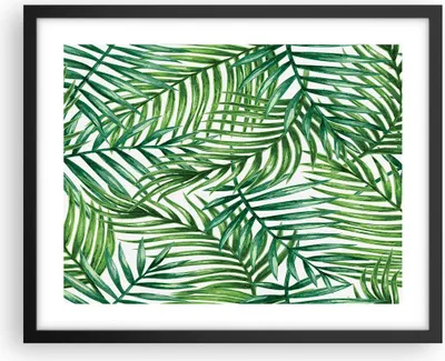 Produktbild von Gerahmtes Poster - Schwarzer Rahmen - Palme Blatt grün - 50x40 cm - Wand Bild - Wanddeko - Wandbilder - Kunstposter - Wandposter - Bilderrahmen - Bilder - Kunstdruck - Wandbild - P2BAA50x40-3777