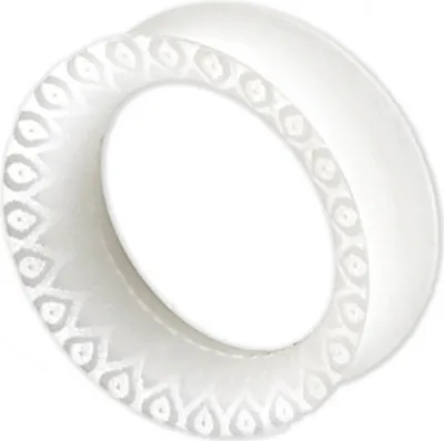 Produktbild von viva-adorno 1 Stück 32mm Silikon Tube Flesh Tunnel bedruckt Tribal Muster Plug Ohr XL groß flexibel Größe 24 - 40mm Z545,D4 Weiß