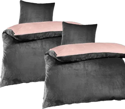 Produktbild von aboutyourhome bettwäsche Wendebettwäsche Winter Cashmere Touch Fleece Uni 155x220 80x80, 4tlg. / Rosa