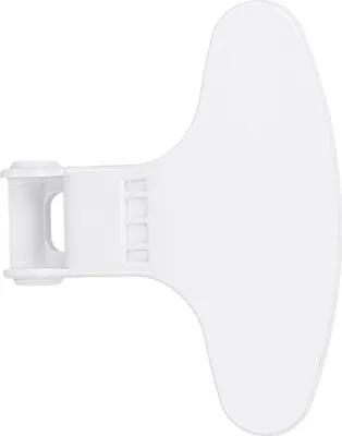 A white washing machine door handle is shown against a white background.