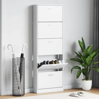 Image de vidaXL Armoire à chaussures avec 5 bascules à chaussures blanc bois