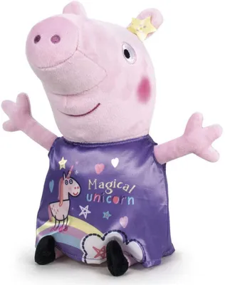 Produktbild von Peppa Wutz Plüschfigur (31cm) Plüschtier Kuscheltier Stofftier Pig Schweinchen Peppa lila Kleid
