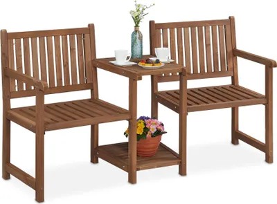 Image de Banc de jardin marron avec table
