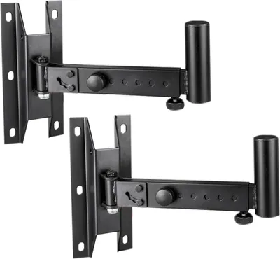 Produktbild von Lautsprecher Wandhalterung PA S11, drehbar, Höhe 25 cm, Ø 35 mm, Wandabstand 260-360 mm, 50 kg, schwarz