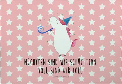 Produktbild von Mr. & Mrs. Panda Brotzeitplatte Einhorn Party - Rot Pastell - Geschenk, Frühstücksbrett, Schneidplatte, Schneidebrett, Unicorn, Glas, Geburtstag, schneidbrett, Feier