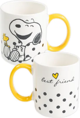 Produktbild von The Peanuts Snoopy Tasse - best friend Kaffeetasse Becher Kaffeebecher aus Keramik Weiß Gelb 320 ml