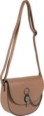 Produktbild von styleBREAKER Damen Saddle Bag Umhängetasche Kunstleder Kette, Mocca