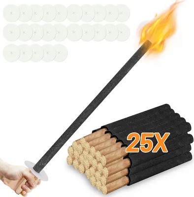 Obrázok produktu pre 25x baterky, voskové baterky vrátane ochrany rúk, s extra dlhou rukoväťou, na nočné prechádzky a podujatia v záhrade alebo na Veľkú noc/Silvestra