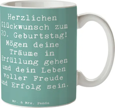 Produktbild von Mr. & Mrs. Panda Tasse Spruch 20. Geburtstag - Meeresbrise - Geschenk, Kaffeebecher, Pott, unvergesslich, Feiern, Alter, Becher, Freund, Kaffeetasse, Überraschungen