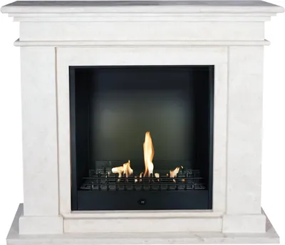 Image de Xaralyn cheminée à éthanol - Kos BCL-SWP - pierre naturelle blanche polie - chauffage 3 kW - cheminée encastrable incluse - cheminée décorative