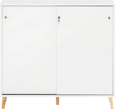 Produktbild von Möbelpartner Aktenschrank Jaguar Large | HxBxT 92,6x100x41cm | 2 Fächern & 2 abschließbare Schiebetüren | Weiß