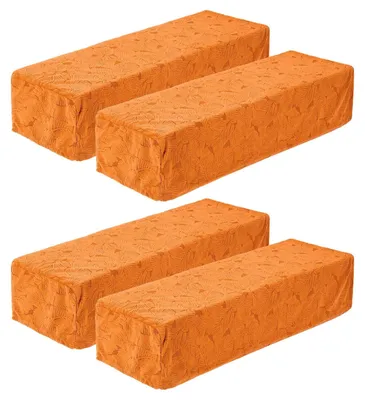 Produktbild von Set von 4 Stretch Armlehnenbezügen 90x20x20cm mit Blattmuster - Orange