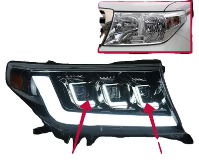 Obrázok produktu pre Súprava svetlometov, LED prevedenie, kompatibilná s modelom Toyota Land Cruiser 2008–2015, svetlomety výhradne LED