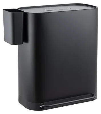 Imagen del producto de Cubo de basura de 2 x 30 litros, cubo de pisón, cubo de basura de 60 litros con 2 compartimentos, con compartimento adicional, de pie, con tapa, incluye cubo interior, para cocina, en color