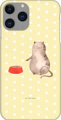 Produktbild von Mr. & Mrs. Panda Iphone 11 Pro Handyhülle Katze Fressen - Gelb Pastell - Geschenk, Handy Case, Premium Kunststoff