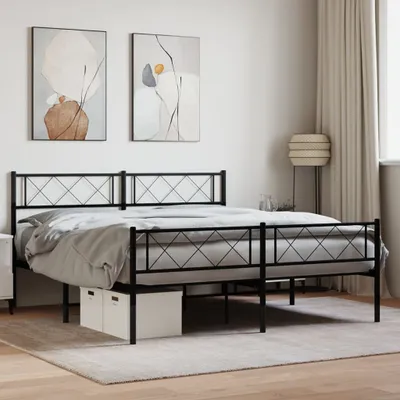 Immagine prodotto di Maison Exclusive - Struttura letto con testiera e pediera in metallo nero 150x200 cm