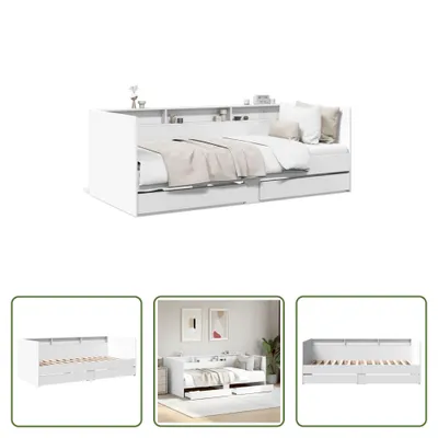 Produktbild von The Living Store Tagesbett mit Schubladen Weiß 75x190 cm Holzwerkstoff