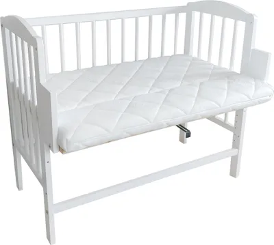 Obrázok produktu pre Detská postieľka na spoločné spanie 90x40 cm s matracom, rozkladacia na 90x55 cm, 9 nastaviteľných výšok ležania, možno použiť aj ako detské odrážadlo, masívne borovicové drevo v bielej farbe