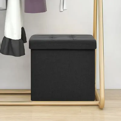 Obrázek produktu pro The Living Store Stolička s úložným prostorem vzhled černého lnu
